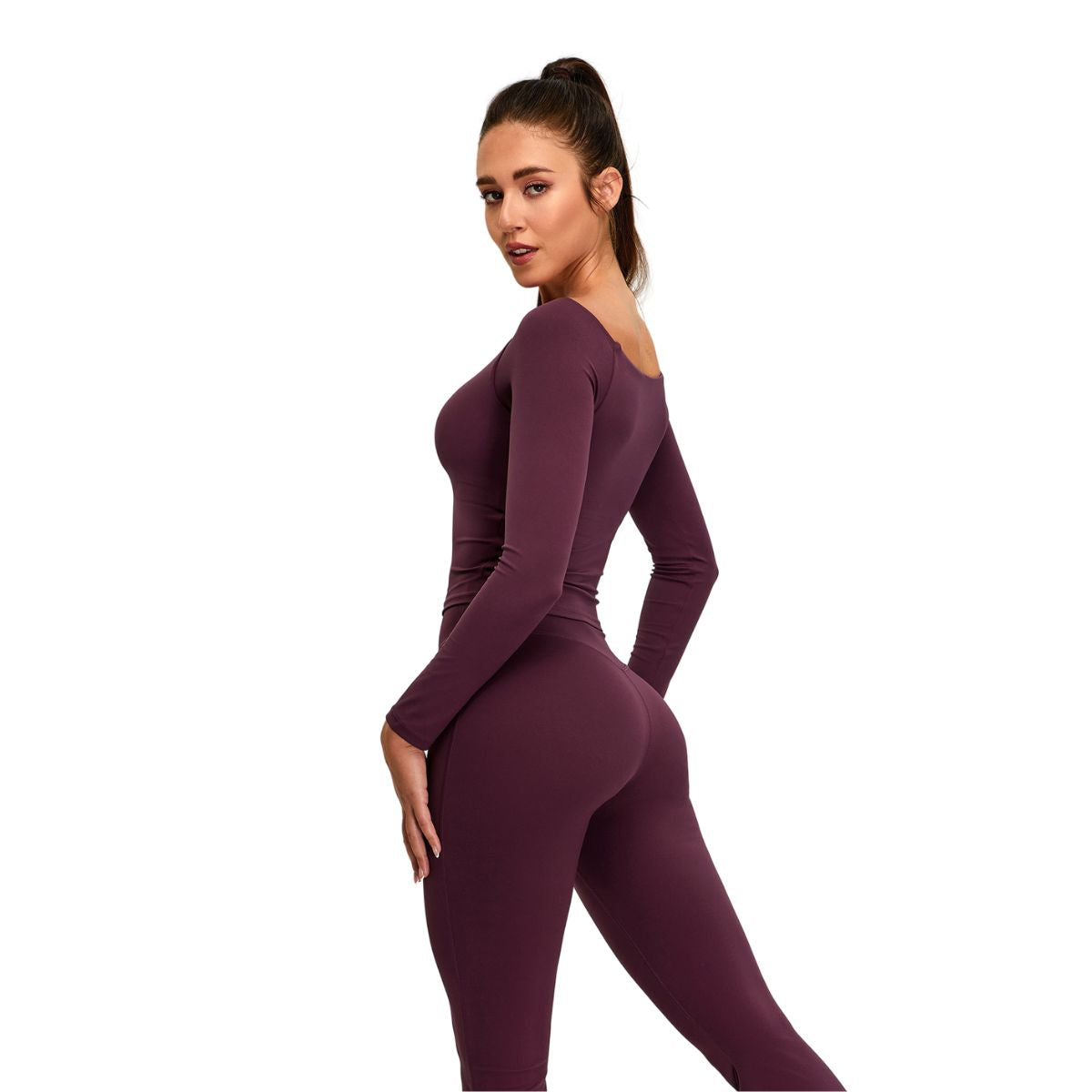 Boat Neck Seamless Long-Sleeve Tee