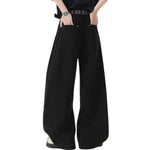 Solid Color Barrel Leg Cotton Trousers