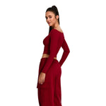 Off-Shoulder Seamless Long-Sleeve Crop Tee