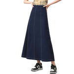 High-Waisted A-Line Maxi Knit Denim Skirt
