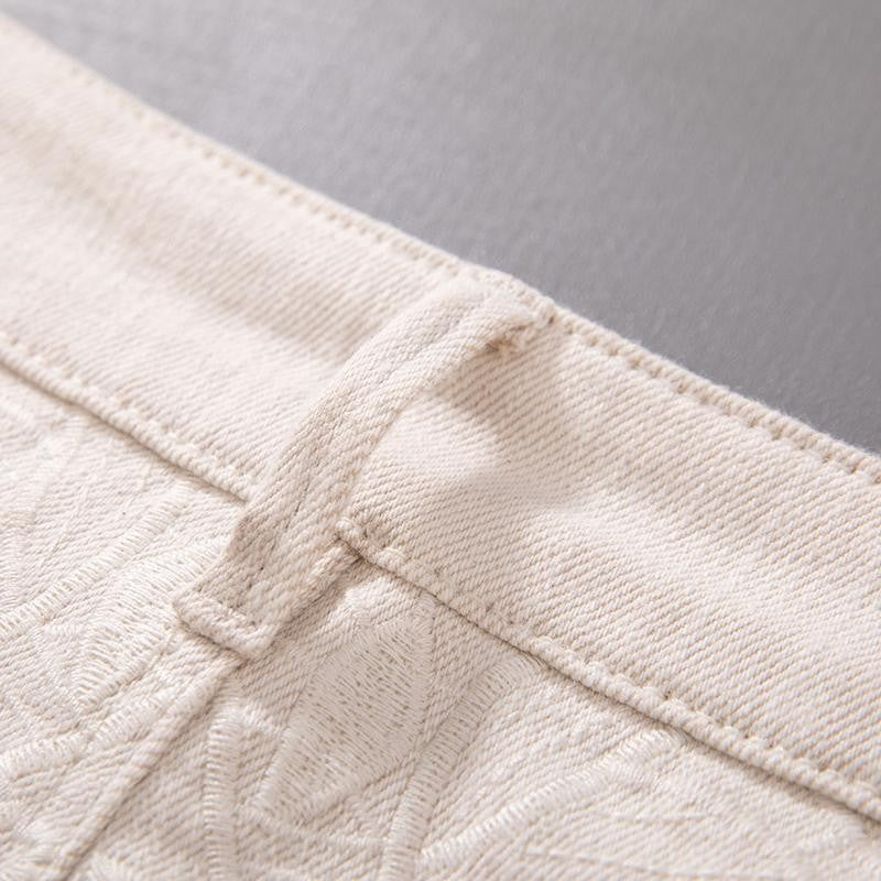 Risen Jeans High-Rise Embroidery Cut-Out Wide-Leg Jeans