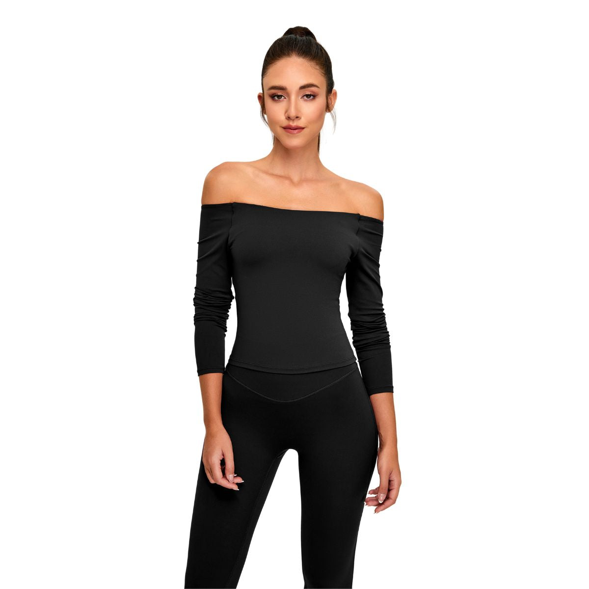 Boat Neck Seamless Long-Sleeve Tee