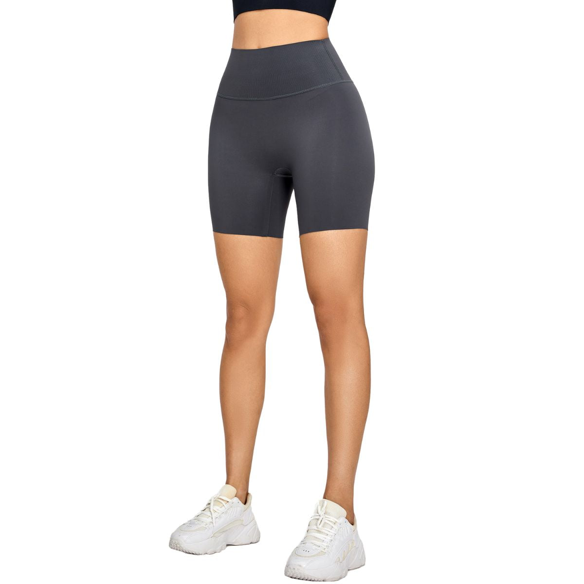 High-Waisted Solid Color Yoga Shorts