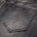 Embroidered & Rhinestone-Transferred Denim Skirt