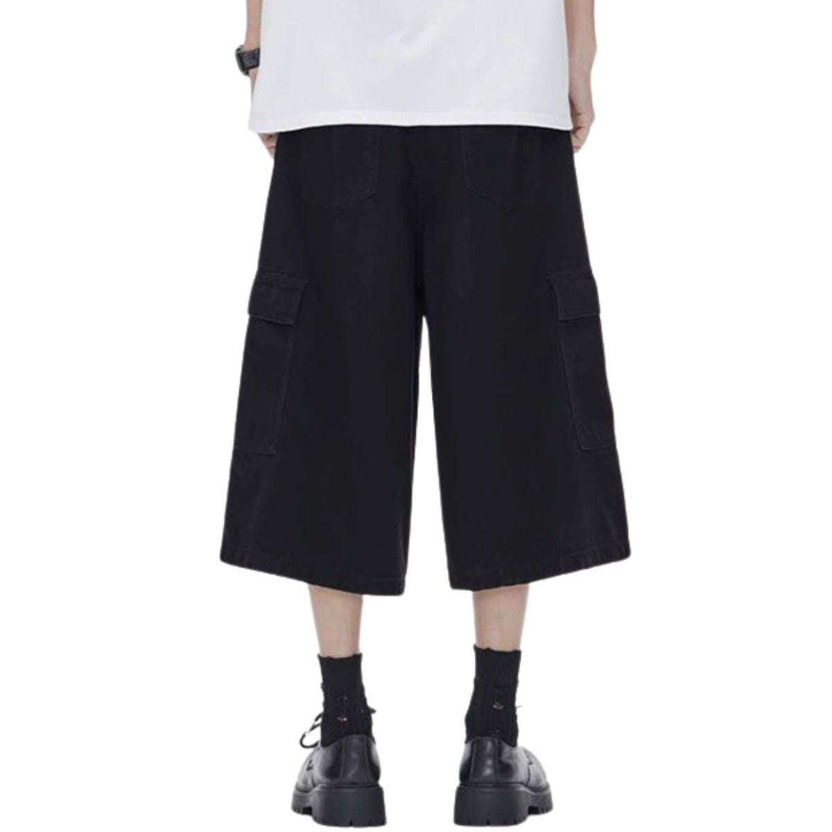 Pantalones cargo anchos y tobilleros de color liso