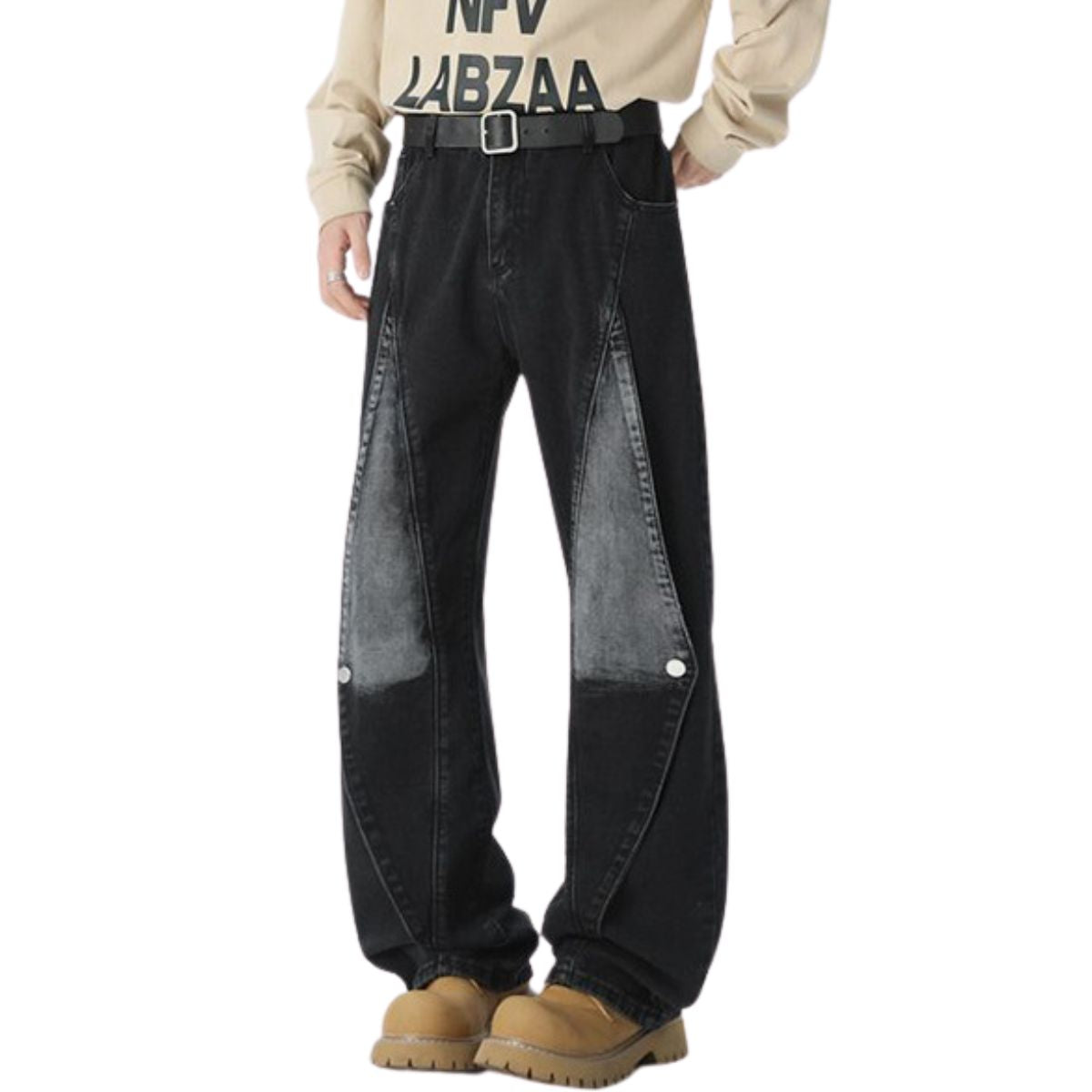 Trendy Buttoned Mock-Slit Wide-Leg Jeans