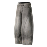 Paint Splatter Panel Stitching Barrel-Leg Jeans