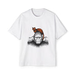 Bigfoot And Orange Cat Graphic Tee-INNBLAC Fashion Apparel