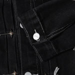 Abstract White Embroidery Denim Jacket