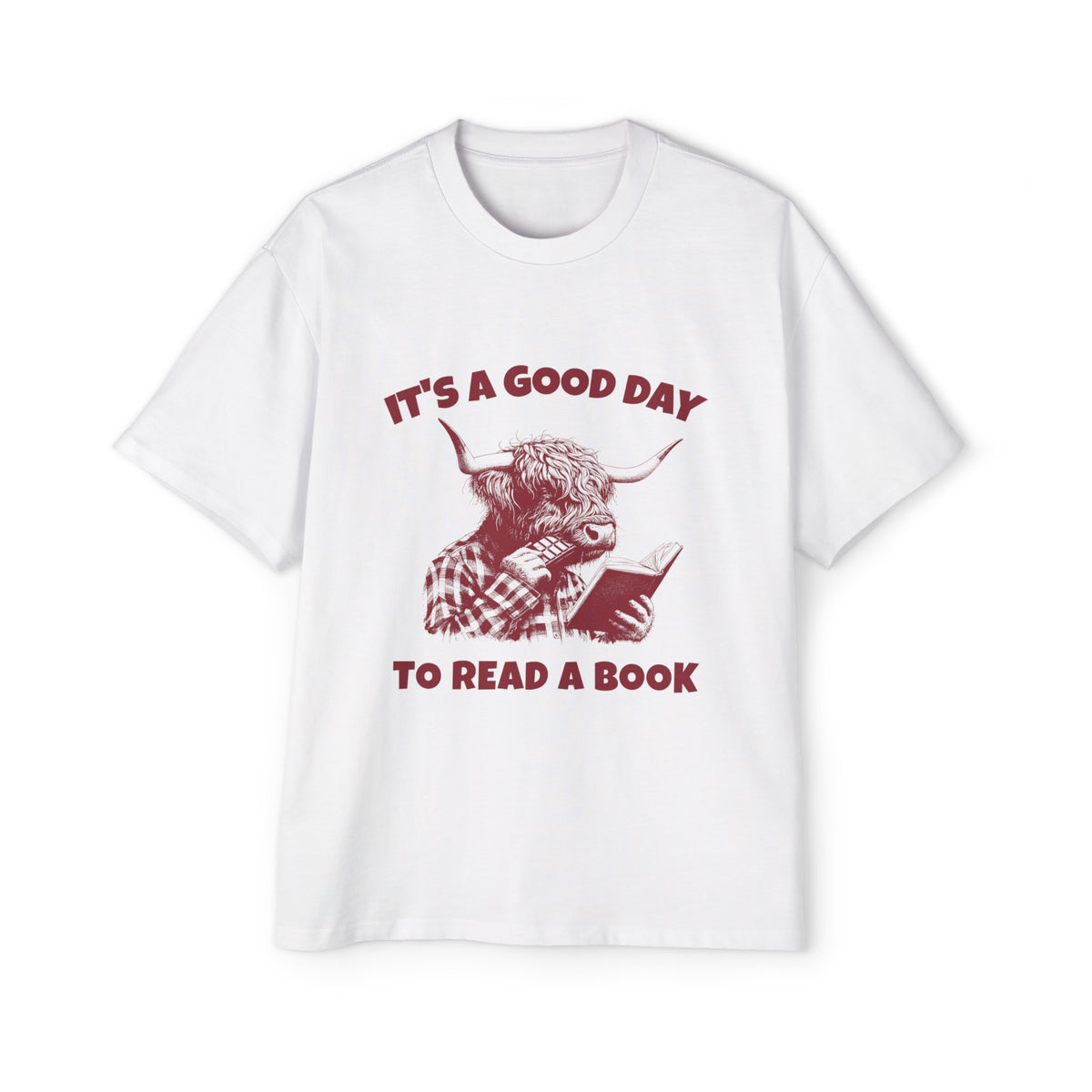 Highland Cow Reading Book Graphic Tee-INNBLAC Fashion Apparel
