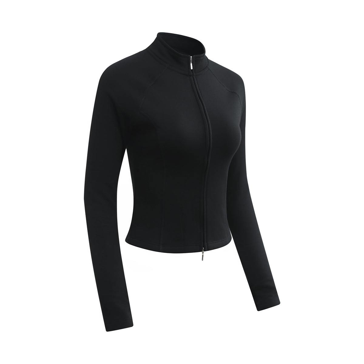 Double-Slider Zipper Fleece Cropped Sweatshirt