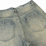 Vintage Wash Distressed Wide-Leg Jeans