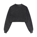 Distressed Raw Hem Crop Sweatshirt