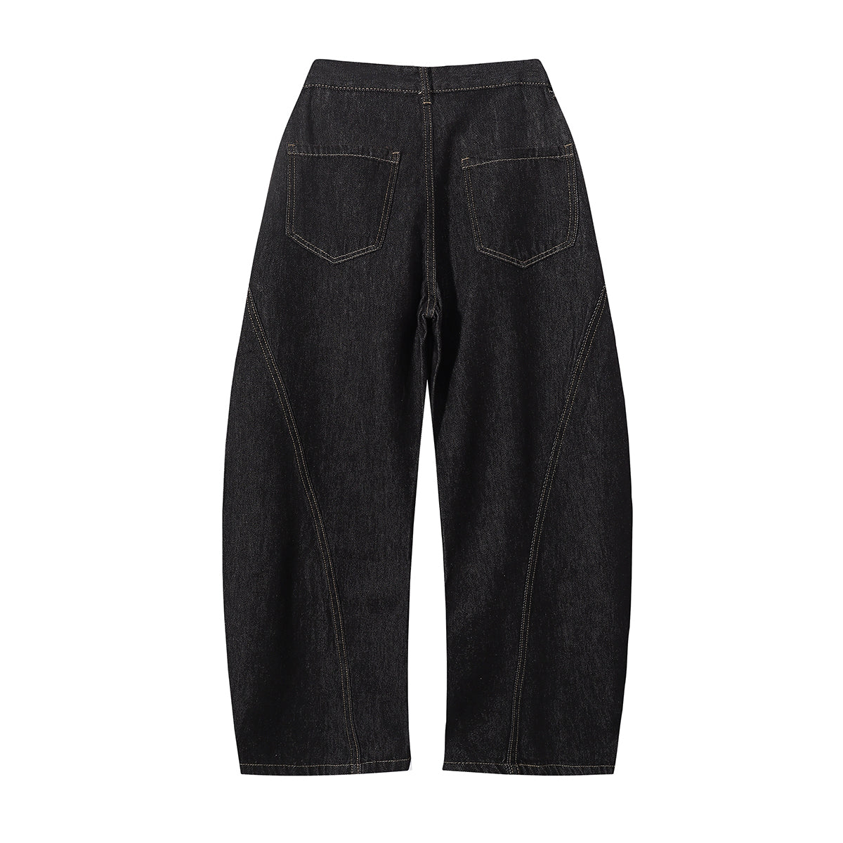 Contrast Stitching Detail Wide Leg Denim Pants