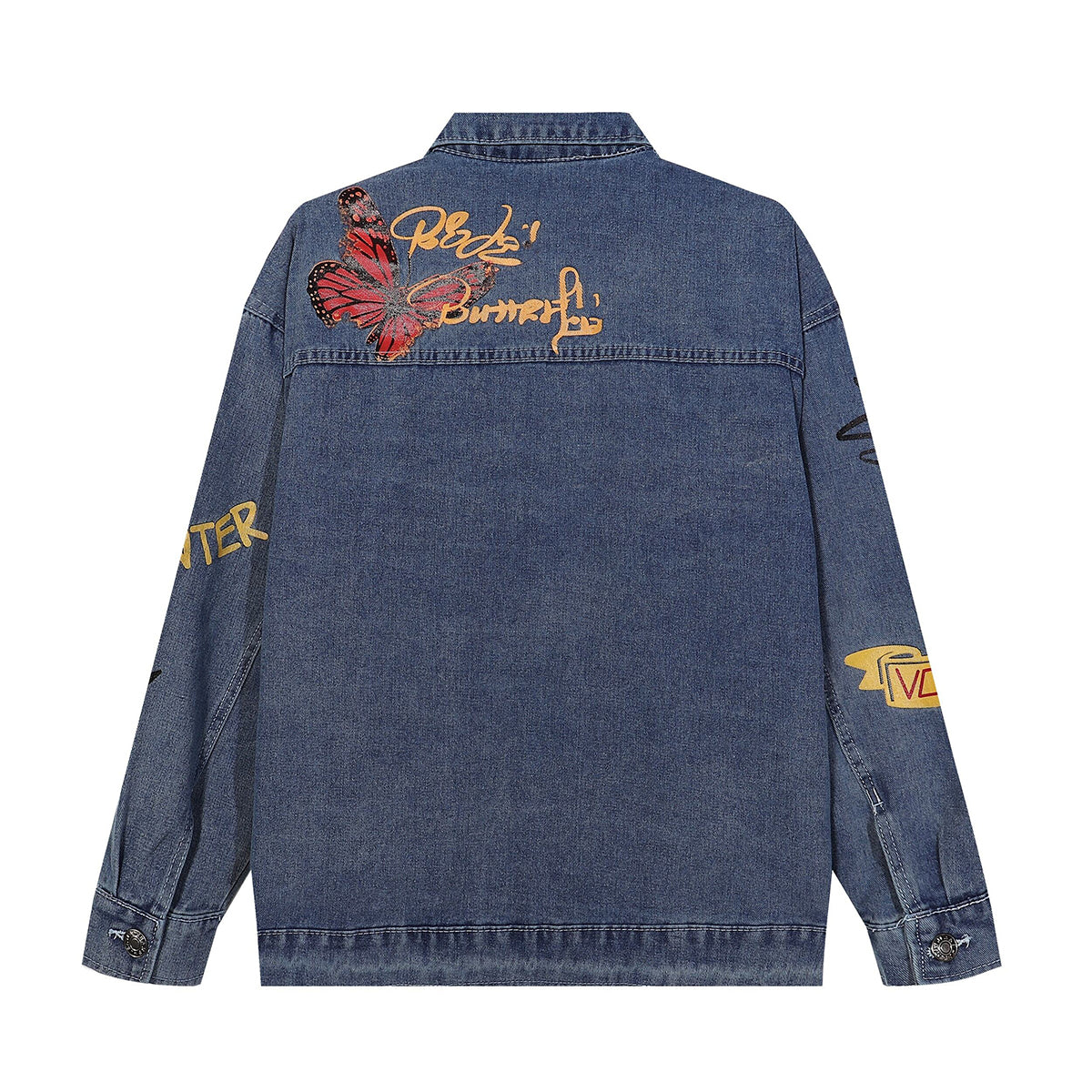 Shorts vaqueros con mariposas bordadas y adornados con perlas