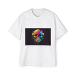 Colorful Skull With Headphones Graphic Tee-INNBLAC Fashion Apparel