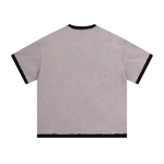 Camiseta batik vintage lavada con ribetes de 7.5 oz