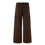 Wide Leg Cargo Pants Elastic Waistband Multi Pocket