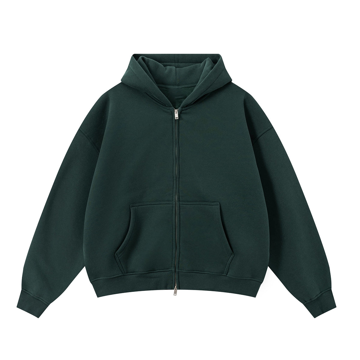 Soft Cotton Fleece Zip Up Hoodie Kangaroo Pockets