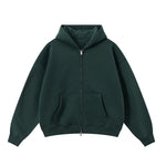 Soft Cotton Fleece Zip Up Hoodie Kangaroo Pockets