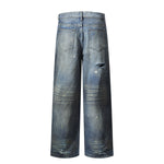 Wrinkle Wash Retro Ripped Baggy Jeans