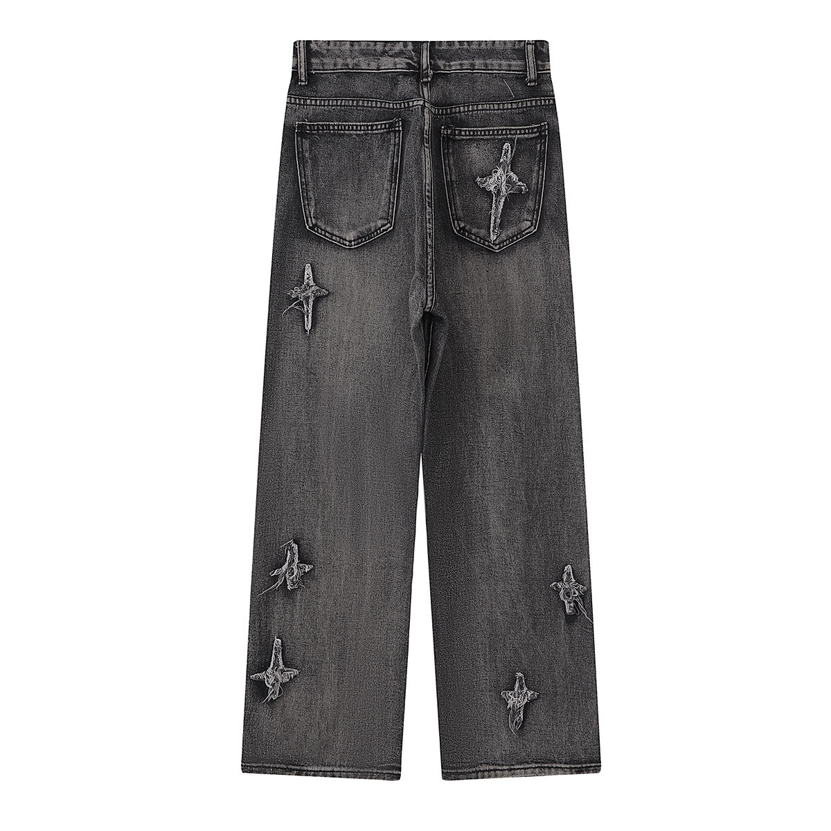 Distressed Patched Star Detail Jeans