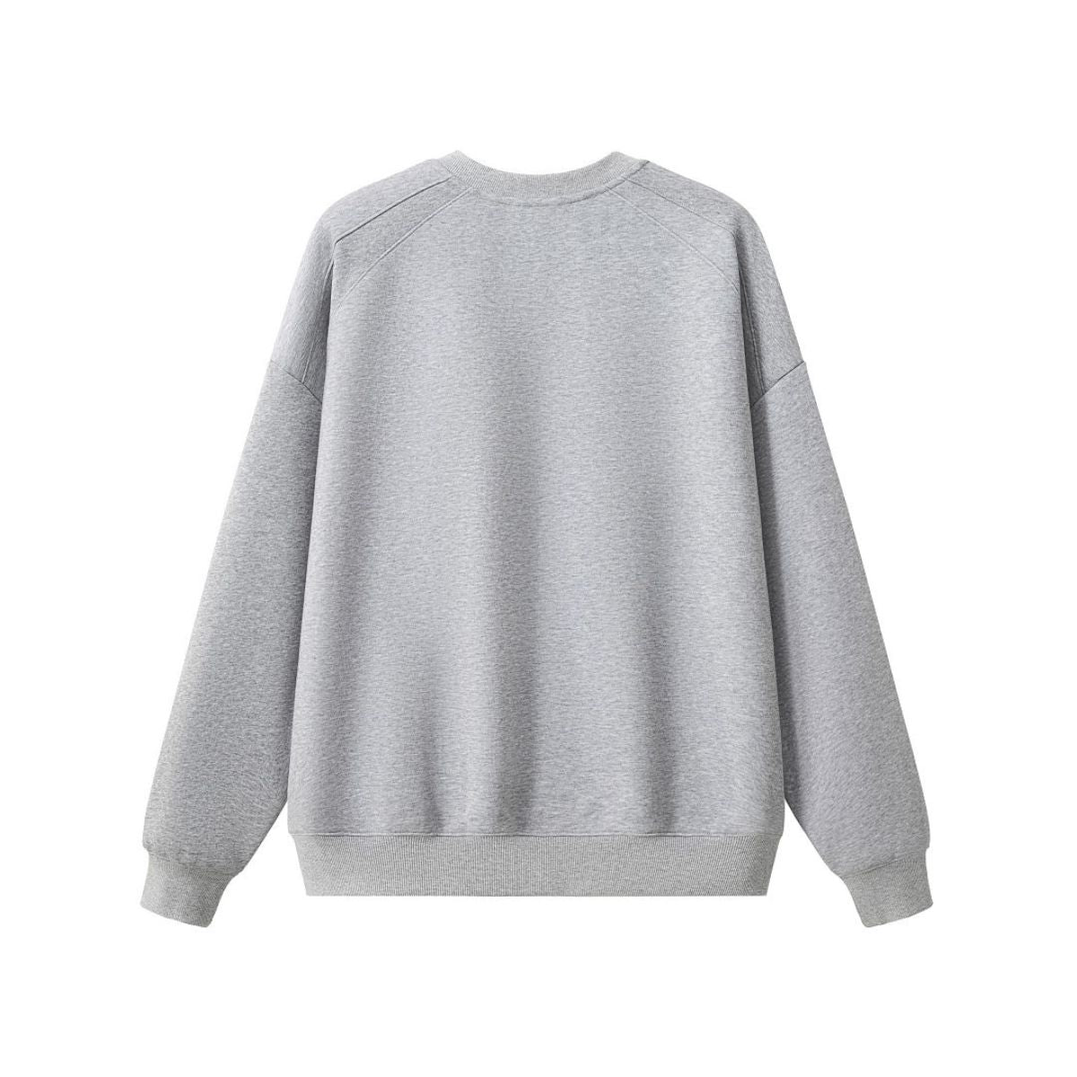 Drop‑Shoulder Spliced Cutaway Small V‑Neck Composite Crew Neck Sweatshirt