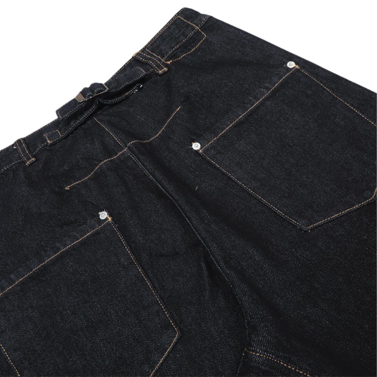 Men's Original Denim Loose Wide-Leg Straight Pants with Contrast Stitching