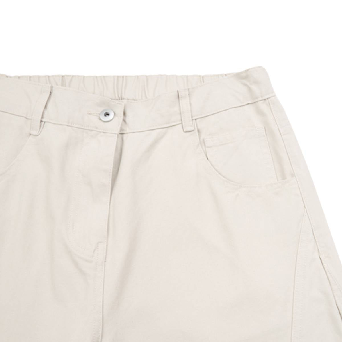 Pantalones de algodón con pierna ancha y color liso
