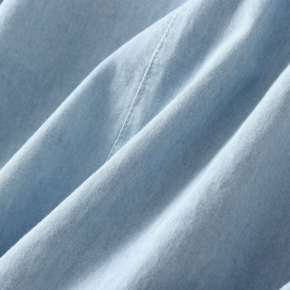 Lightweight Denim Midi Pleated Skirt