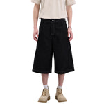 High-Waist A-Line Denim Cropped Shorts