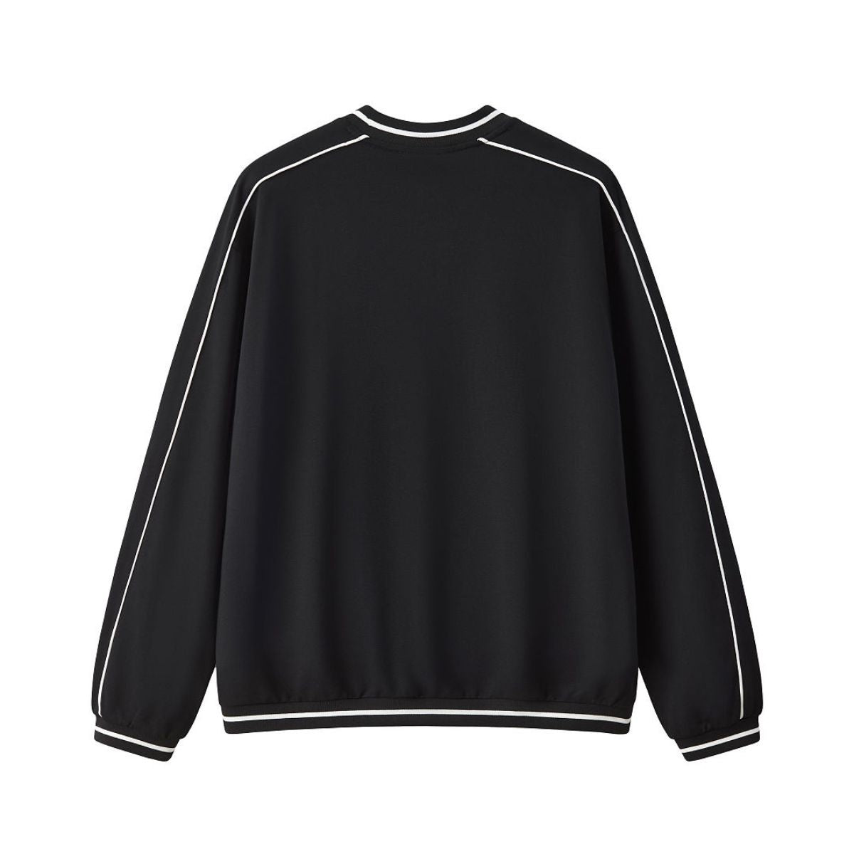 V Neck Contrast Color Drop Shoulder Sweatshirt Loose Fit Ribbed Cuffs