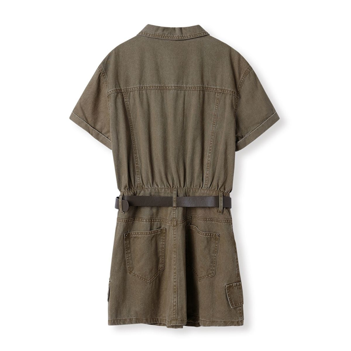 Minivestido vaquero de manga corta con cinturón