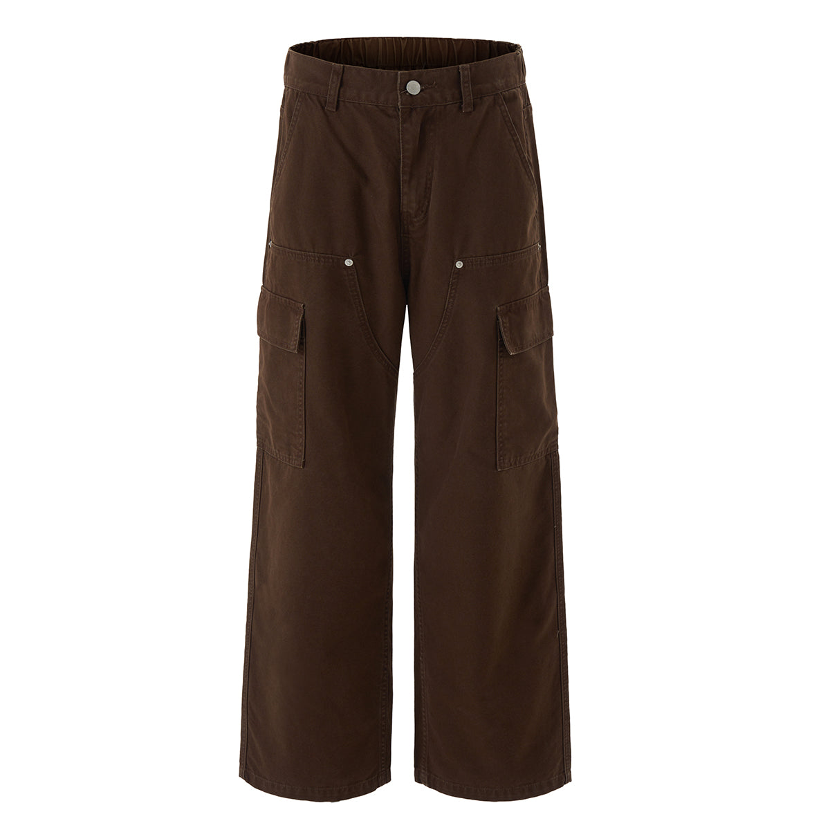 Wide Leg Cargo Pants Elastic Waistband Multi Pocket