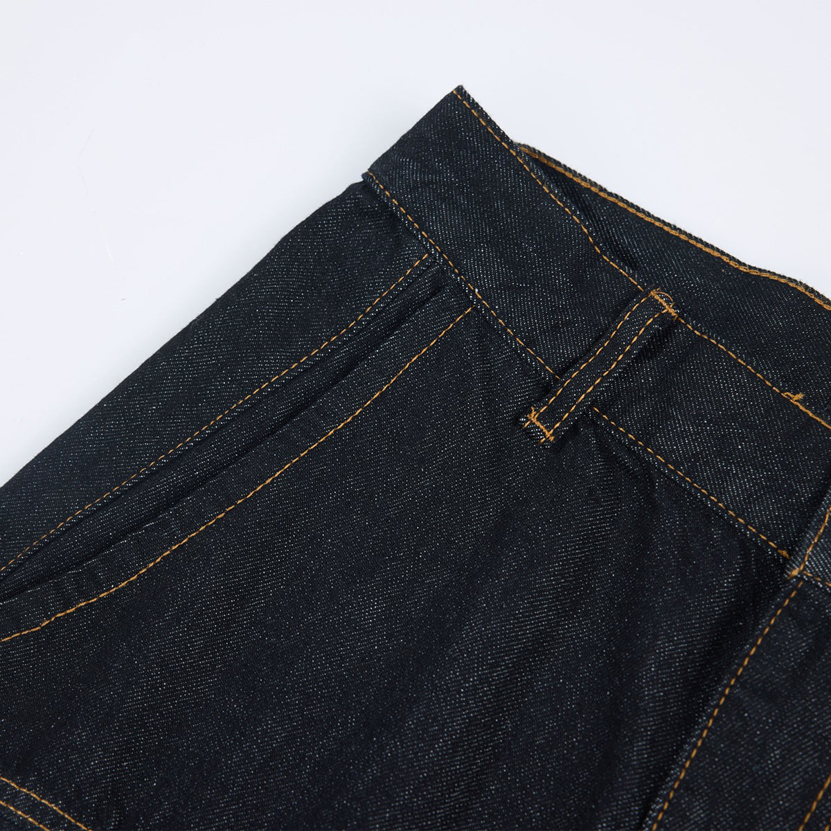 Premium Raw Denim Panel Stitch Wide-Leg Jeans