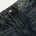 Whisker Fade Vintage High-Street Loose Blue Jeans