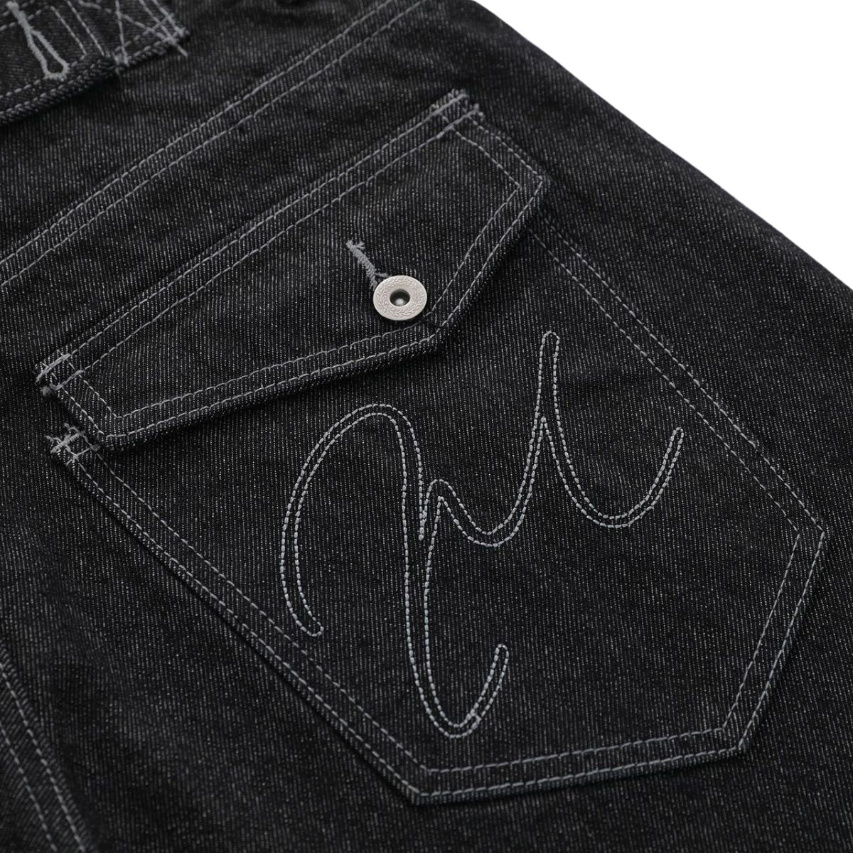 Raw Black Contrast Pocket Denim Bermuda Shorts