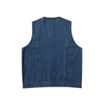 Button-Front Boxy Denim Vest