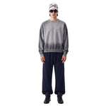 Cotton Terry Washed Distressed Graffiti Drop‑Shoulder Crewneck Sweatshirt
