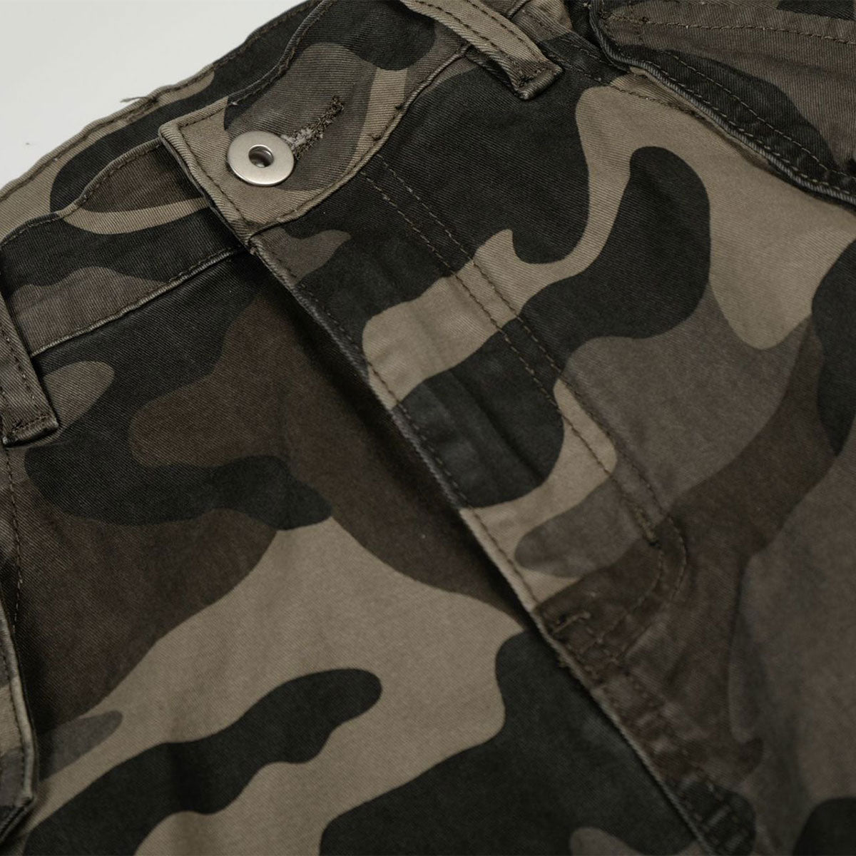 Camouflage Utility Wide Leg Adjustable Hem Pants