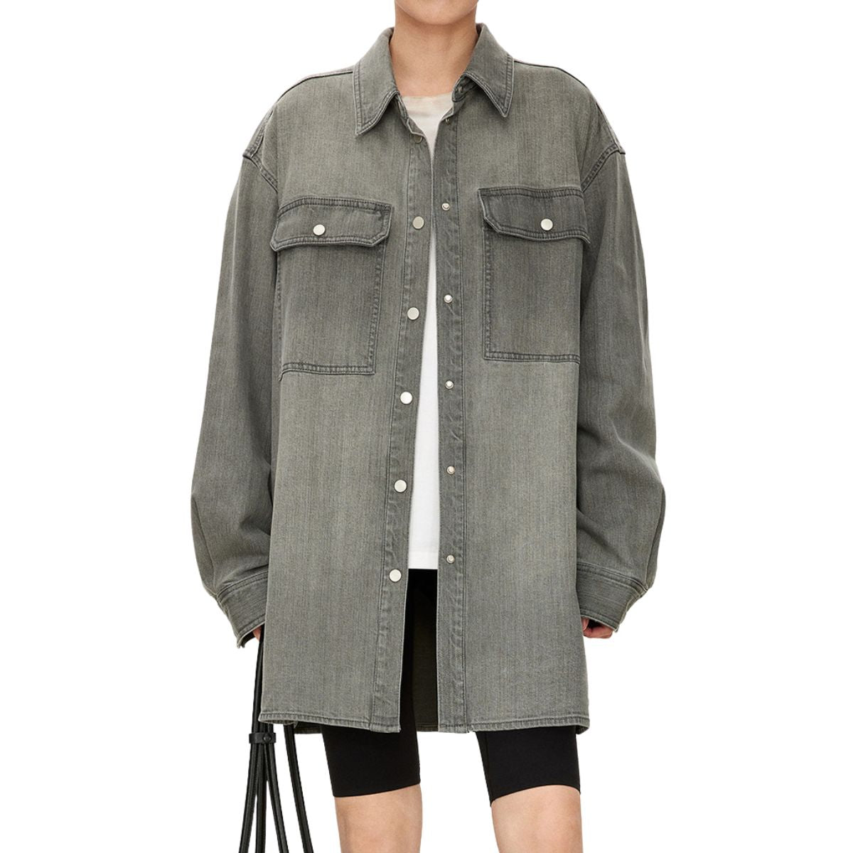 Vestido midi vaquero sin mangas con botones y aberturas en la parte delantera