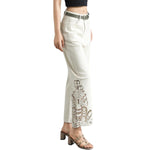 Risen Jeans Wide Leg Embroidered Cut-Out Ankle Jeans