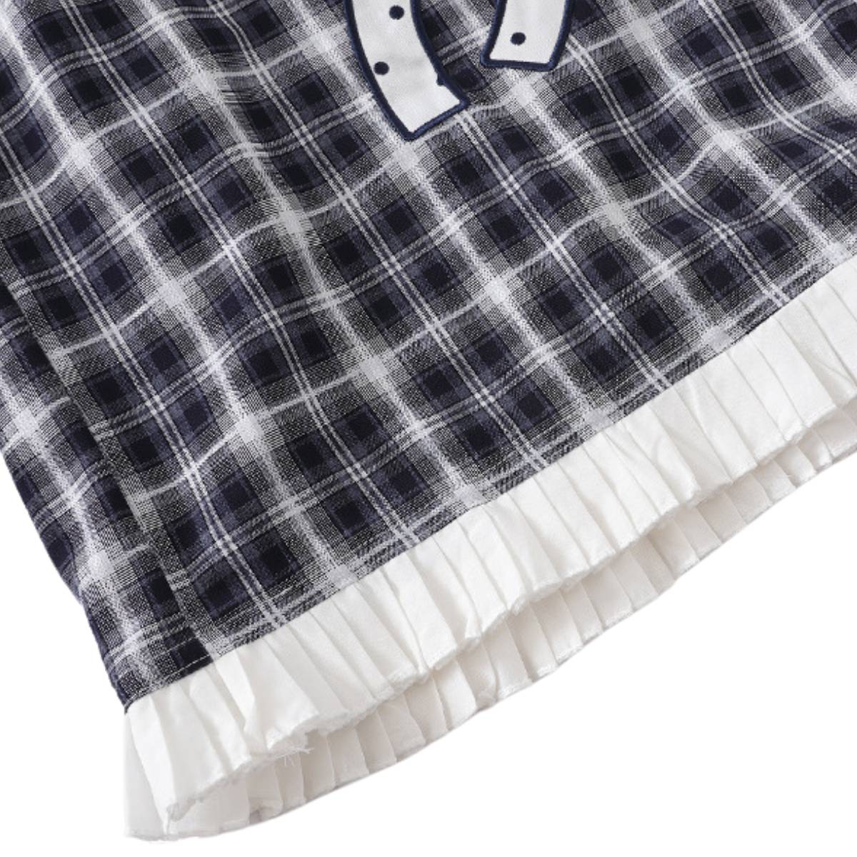 Washed Plaid Graphic Patchwork Bow Detail Relaxed Wide-Leg Capri Denim Pants
