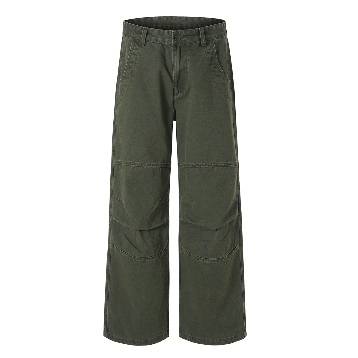 Vintage Washed Workwear Wide-Leg Relaxed Cargo Pants