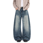 Washed Scythe Silhouette Wide Leg Denim Pants