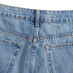 Crossover Asymmetric Waist Distressed Denim Mini Skirt