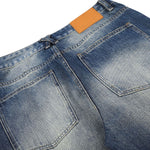 Washed Blue Distressed Micro Flare Vintage Denim Jeans