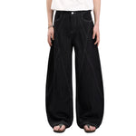 Vintage Washed Paneled Barrel-Leg Baggy Jeans