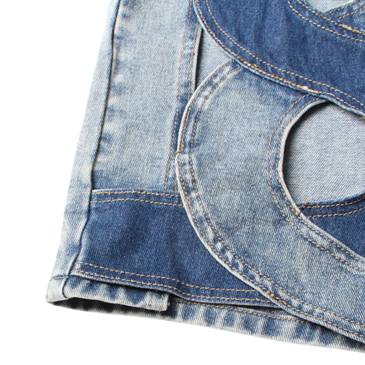 Women's Cut-Out Denim Midi Skirt