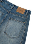Vintage Blue Wide‑Leg Jeans With Side Pleat Details
